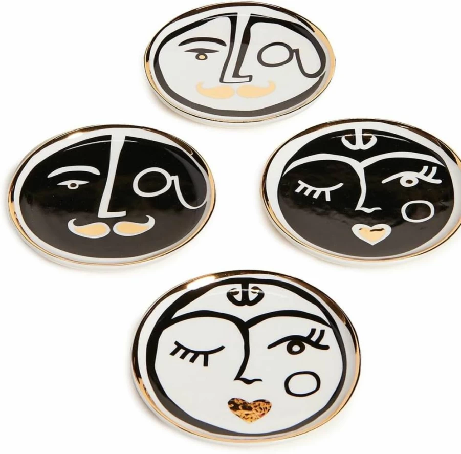 Jonathan Adler Marseilles Coasters Set - Premium Ceramic Drink Coasters for Home Decor