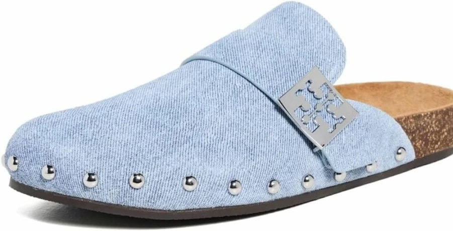 Tory Burch Women's Mellow Stud Mules - Soft Leather Slip-On Loafers with Stud Detailing