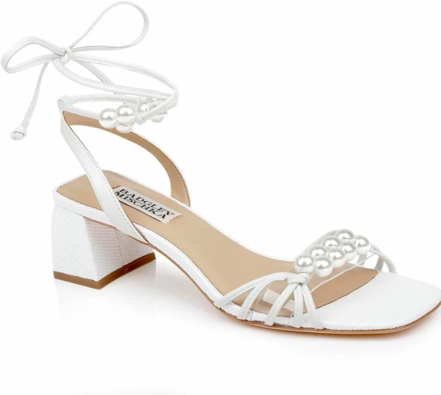 Badgley Mischka Deja Women's Ankle Strap Low Heel Block Sandals - Elegant Dress Shoes