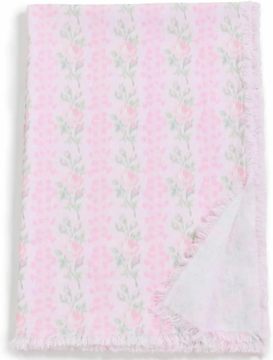 LOVESHACKFANCY Women's Floral Pink Strawberry Macaroon Beach Towel - One Size Iko Design