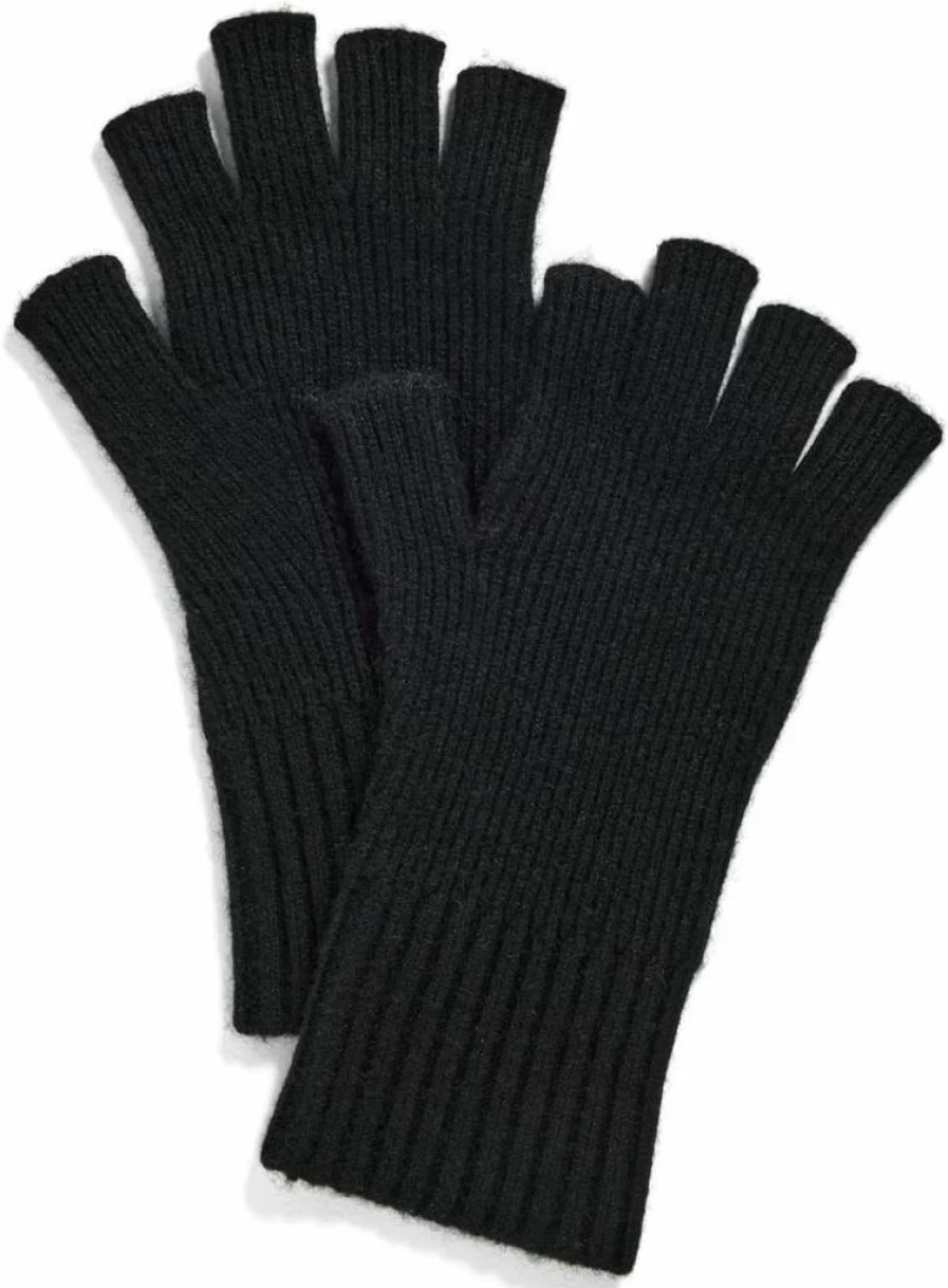 Vince Men's Cashmere Blend Fingerless Gloves - Rib Knit Textured Winter Hand Warmers