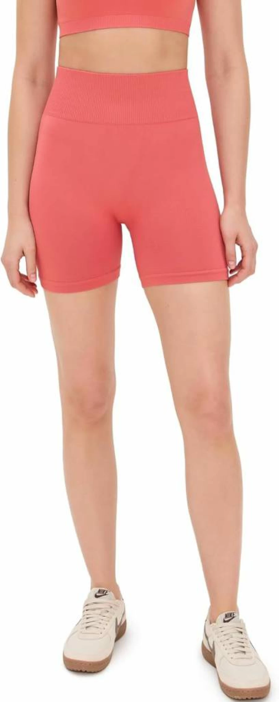 P.E NATION Women's High-Waist Seamless Bike Shorts - 5" Workout Shorts for Yoga, Running & Cycling