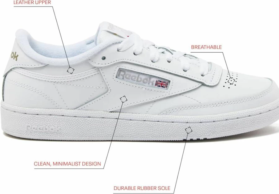 Reebok Club C 85 Women's Tennis Shoes - White Classic Sneakers for Women
