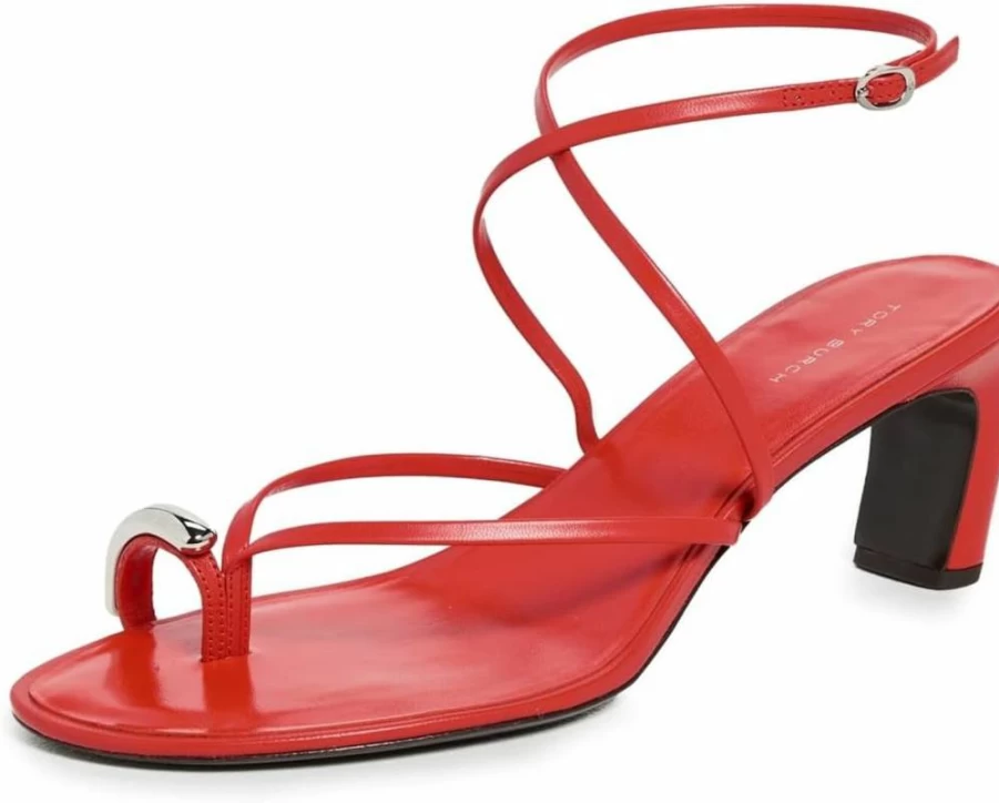 Tory Burch Women's Strappy Heel Sandals 65mm - Elegant Pierced Design for Stylish Comfort