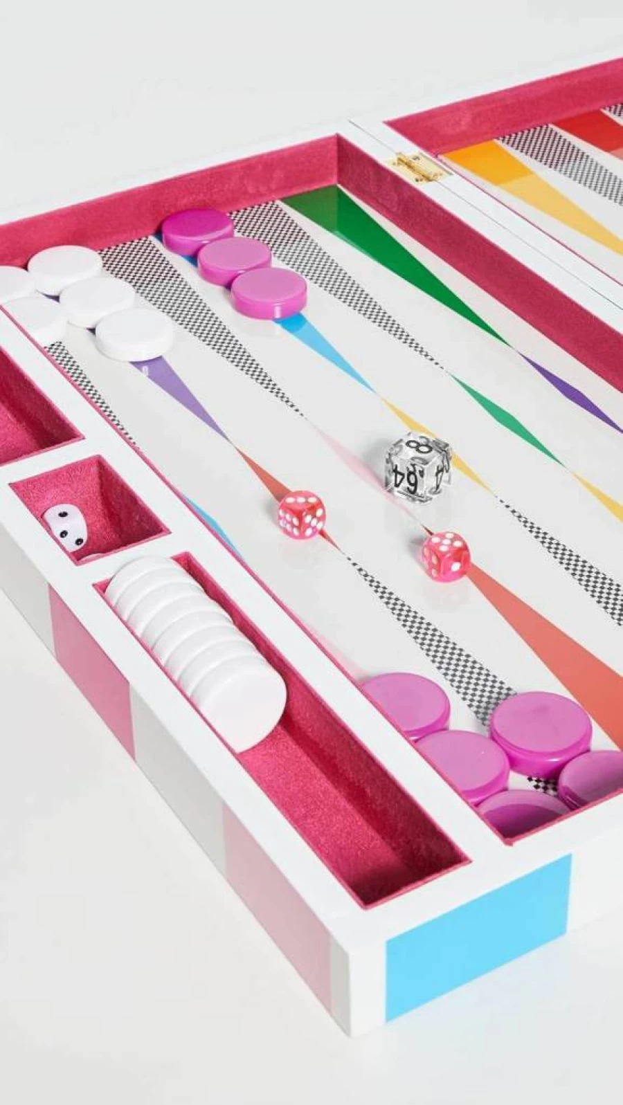 Jonathan Adler Rainbow Checkerboard Backgammon Board Game - Colorful Travel Backgammon Set