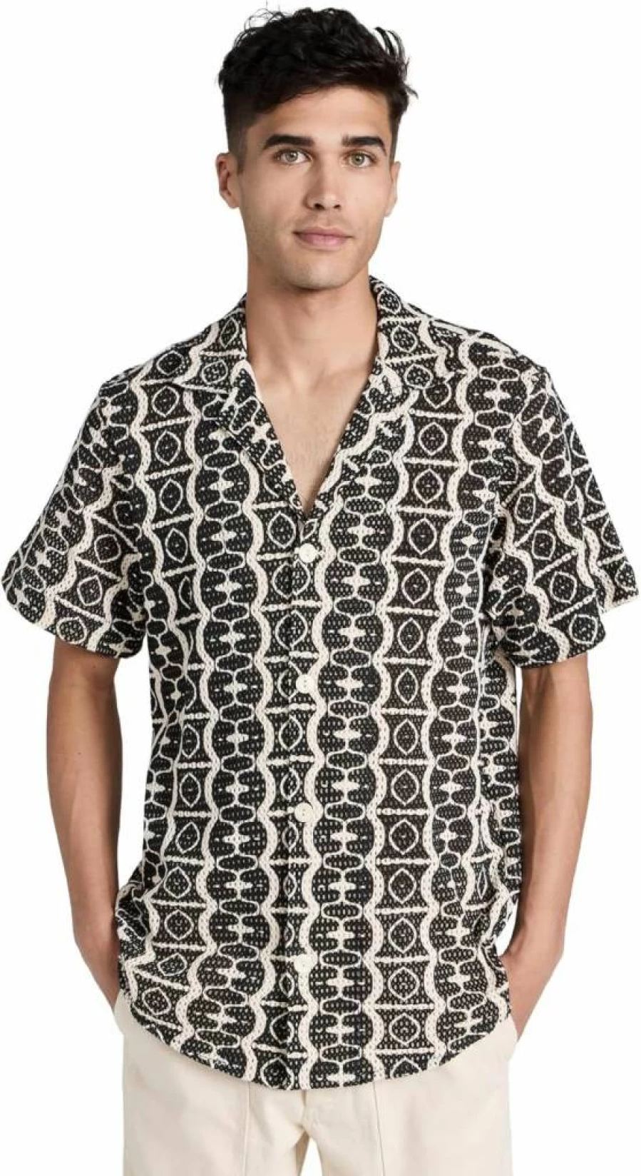 OAS Men's Cuban Mesh Shirt - Breathable Summer Casual Short Sleeve Top