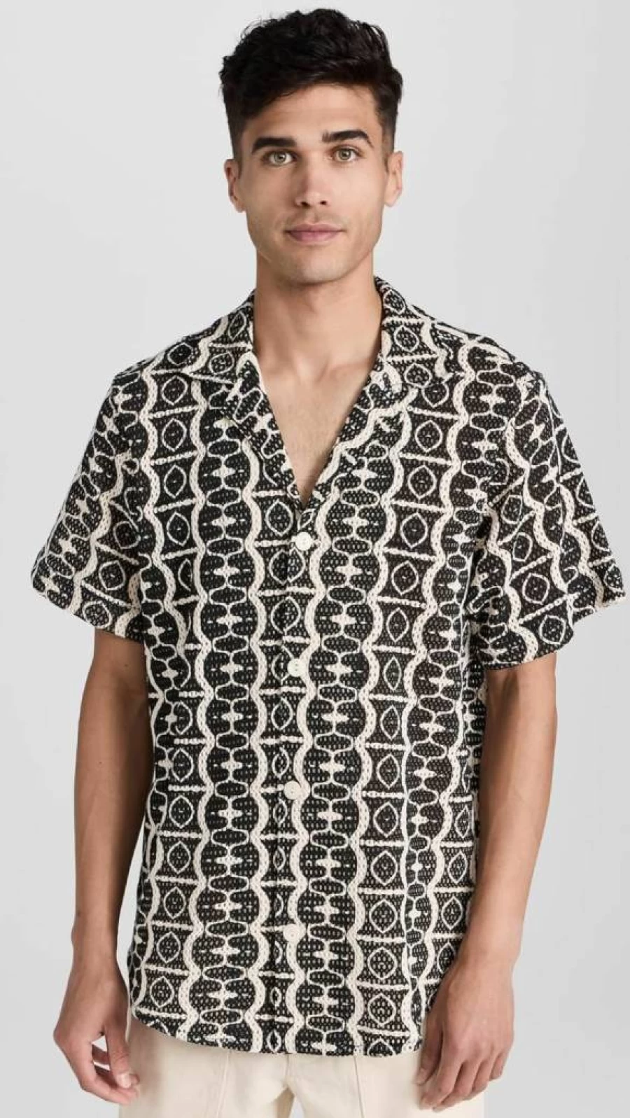 OAS Men's Cuban Mesh Shirt - Breathable Summer Casual Short Sleeve Top