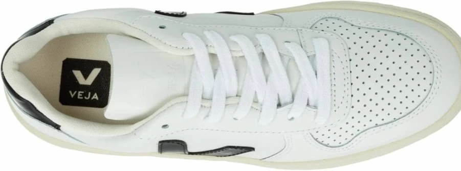Veja Women's V-10 Sneakers in Extra White & Black - Size 7 US Medium - Sustainable Lace-Up Casual Shoes