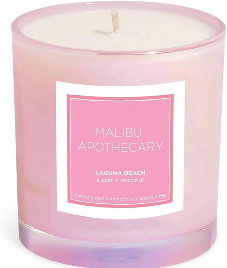 Malibu Apothecary Laguna Beach Scented Candle, Iridescent Pink Jar, 7.5 oz, Women’s Home Decor Gift
