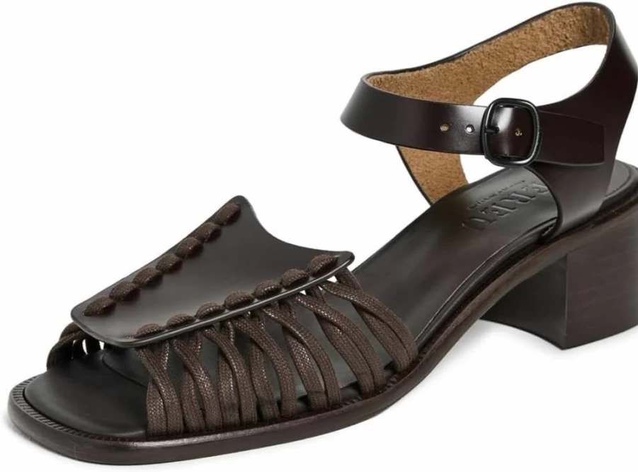 Hereu Alaro Women's Two-Part Heel Sandals – Stylish Leather Straps & Chunky Heel Design