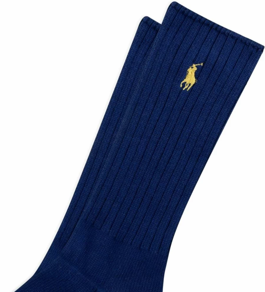 POLO RALPH LAUREN Men's Cotton Crew Dress Socks - Solid Color, Cushioned Comfort, Ribbed Design, 1 Pair Pack