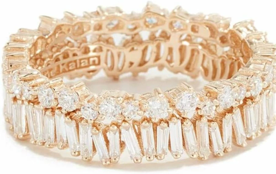 Suzanne Kalan 18K Yellow Gold Diamond Fireworks Double Band Ring for Women