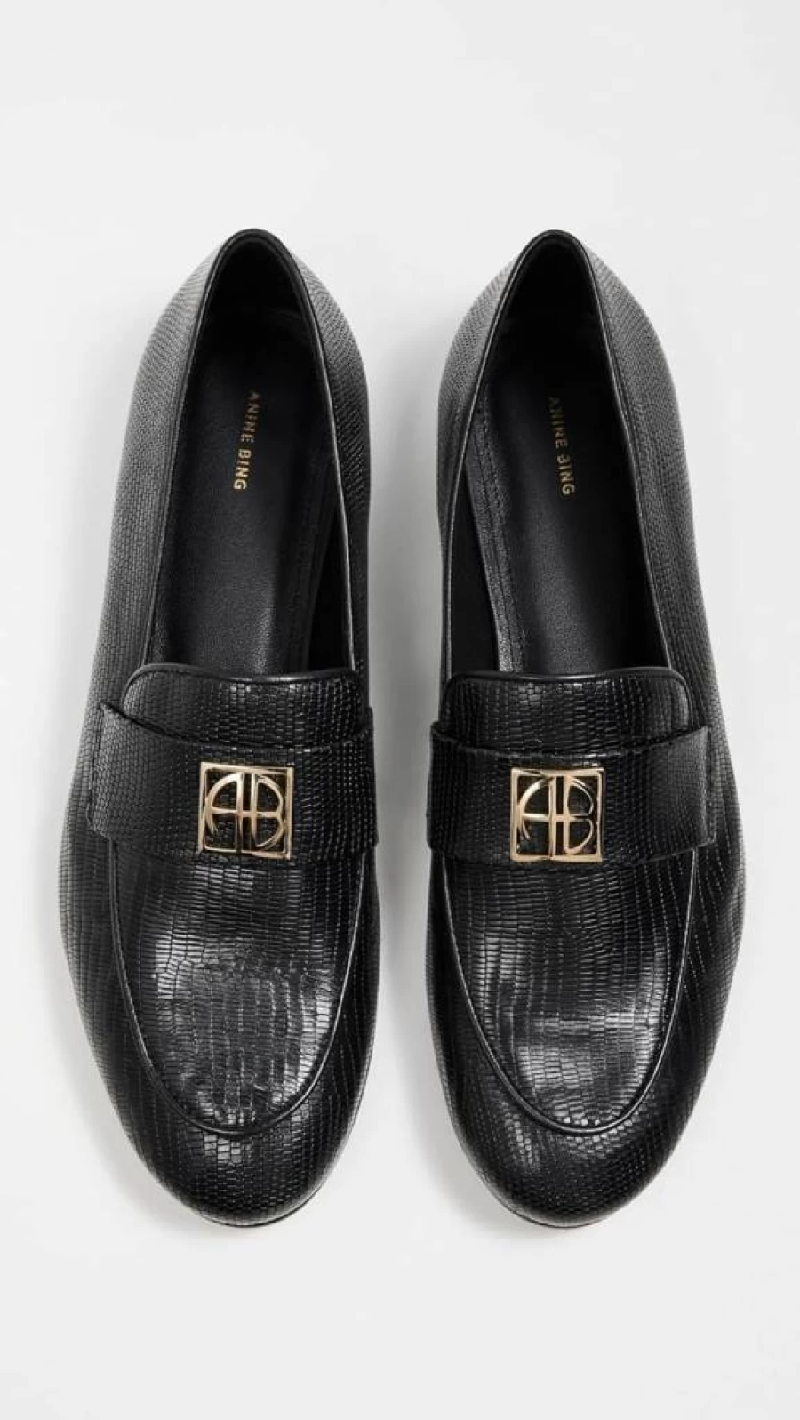 ANINE BING Women's Corrine Monogram Loafers - Luxury Leather Slip-On Shoes for Women