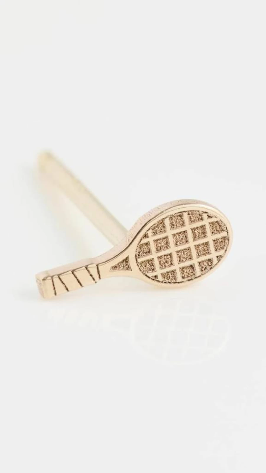 ZOE CHICCO 14K Gold Tennis Racket Stud Earrings for Women - Minimalist Small Single Earring