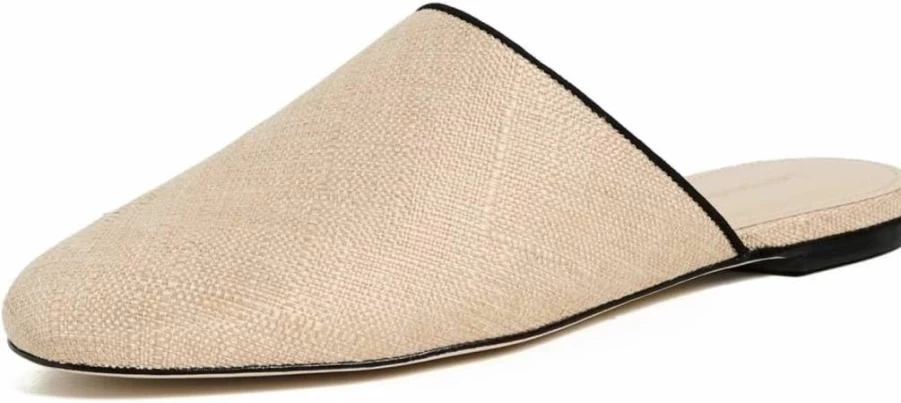 Larroude Women's Venice Soft Leather Slip-On Mules Flat Sandals