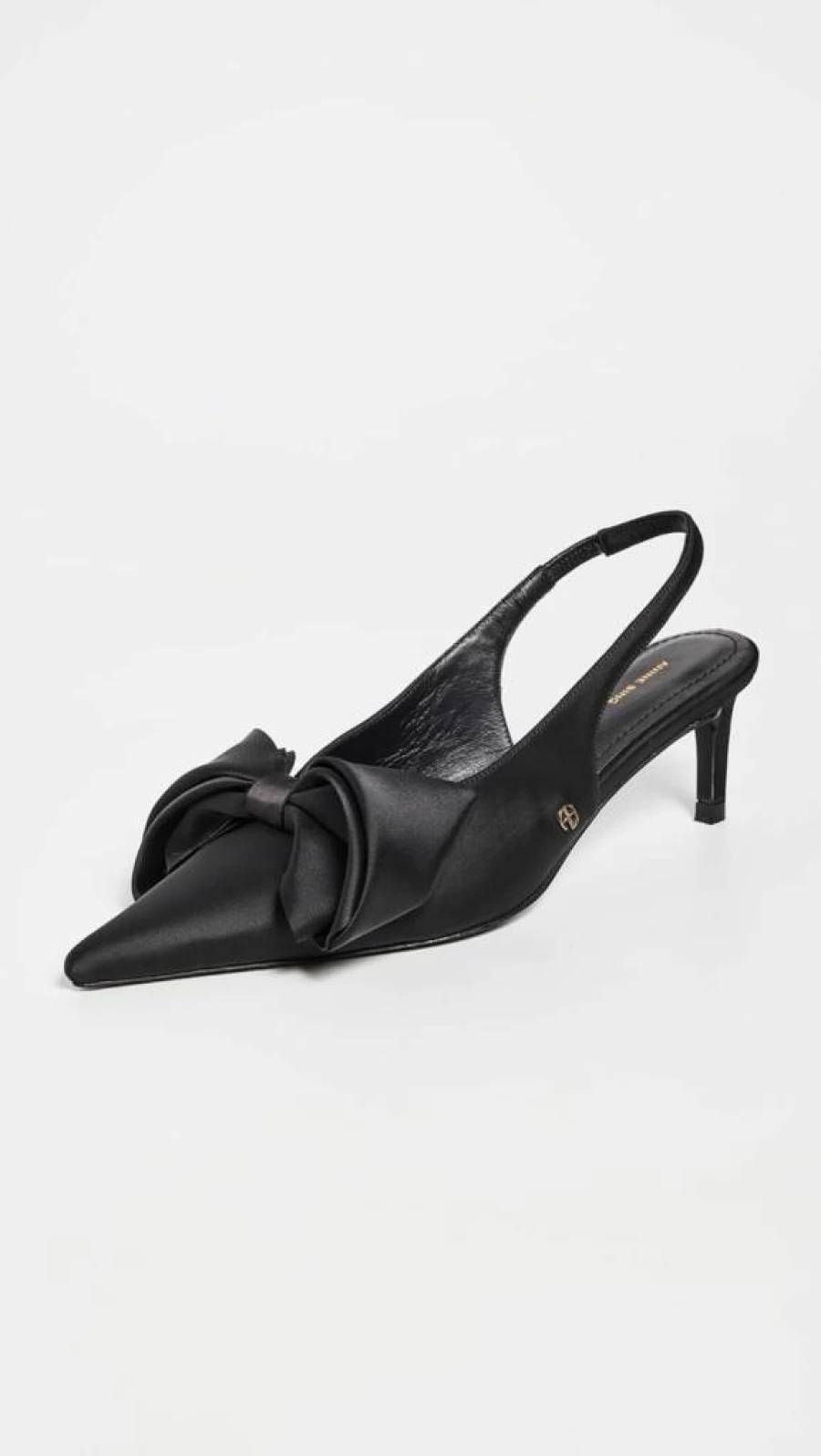 ANINE BING Nina Bow Heels for Women - Black Leather Pumps with Decorative Bow, Size 8 US Medium