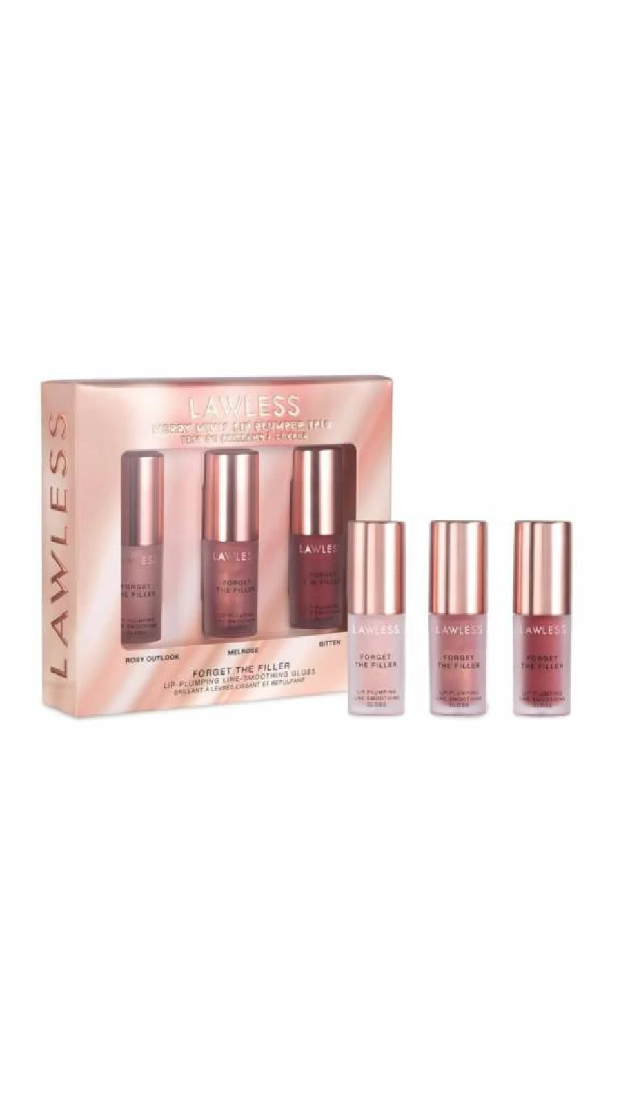 Lawless Women's Merry Minis Lip Plumper Trio - Hydrating Plumping Lip Gloss Set, 3 Shades, Vegan & Cruelty-Free