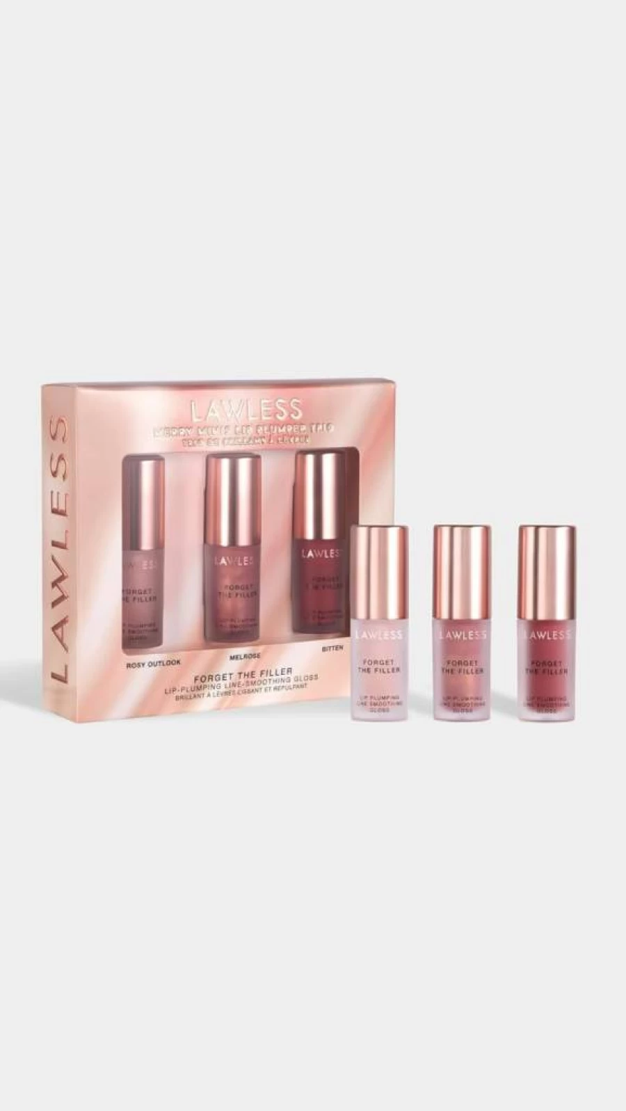Lawless Women's Merry Minis Lip Plumper Trio - Hydrating Plumping Lip Gloss Set, 3 Shades, Vegan & Cruelty-Free
