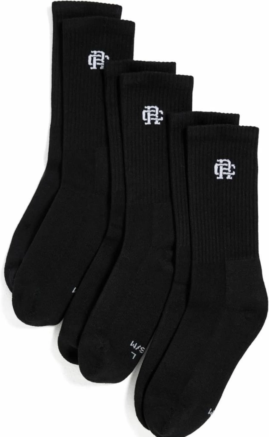 Reigning Champ Men's 3-Pack Classic Crew Socks - Comfortable Athletic Casual Socks