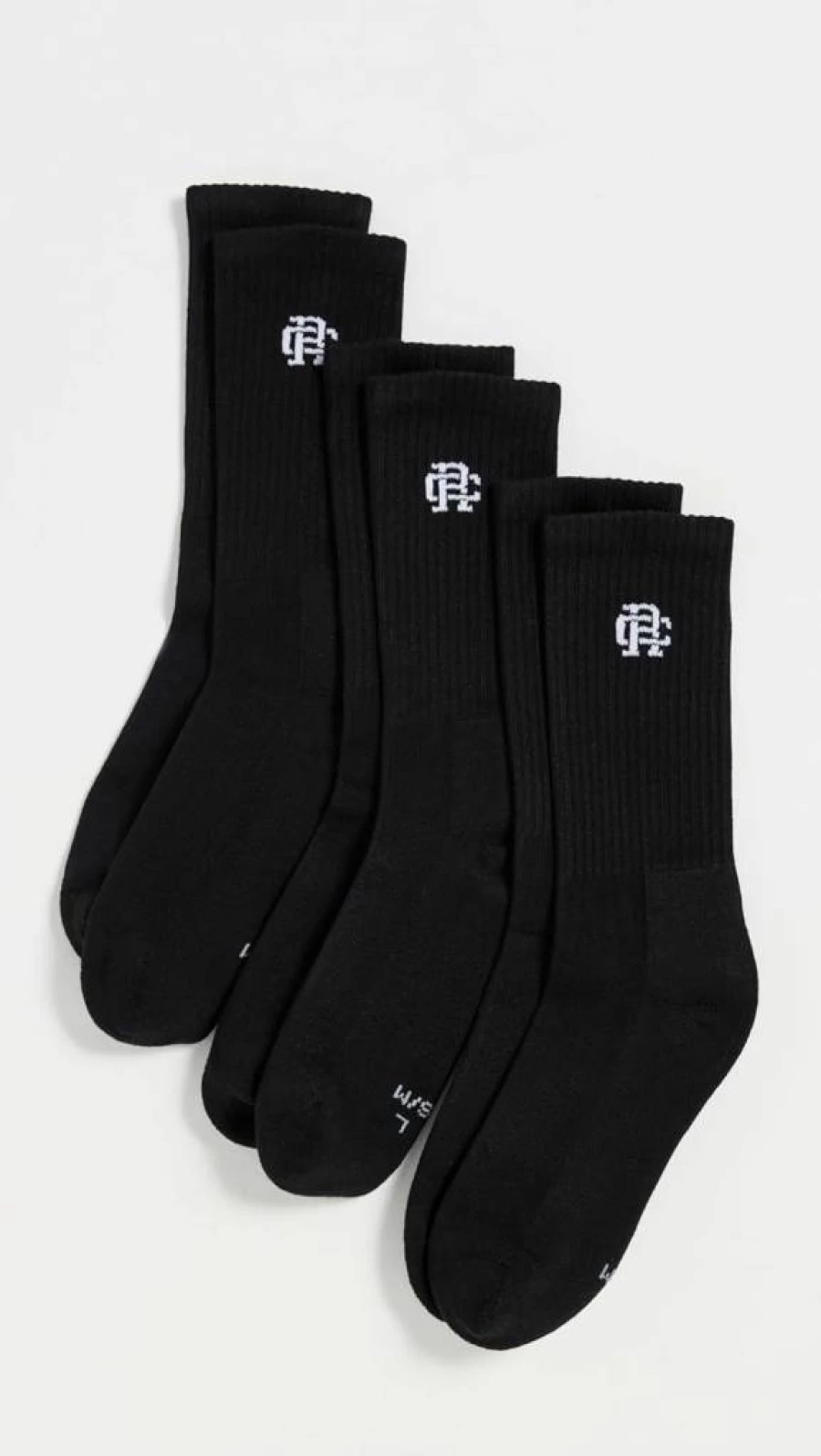Reigning Champ Men's 3-Pack Classic Crew Socks - Comfortable Athletic Casual Socks