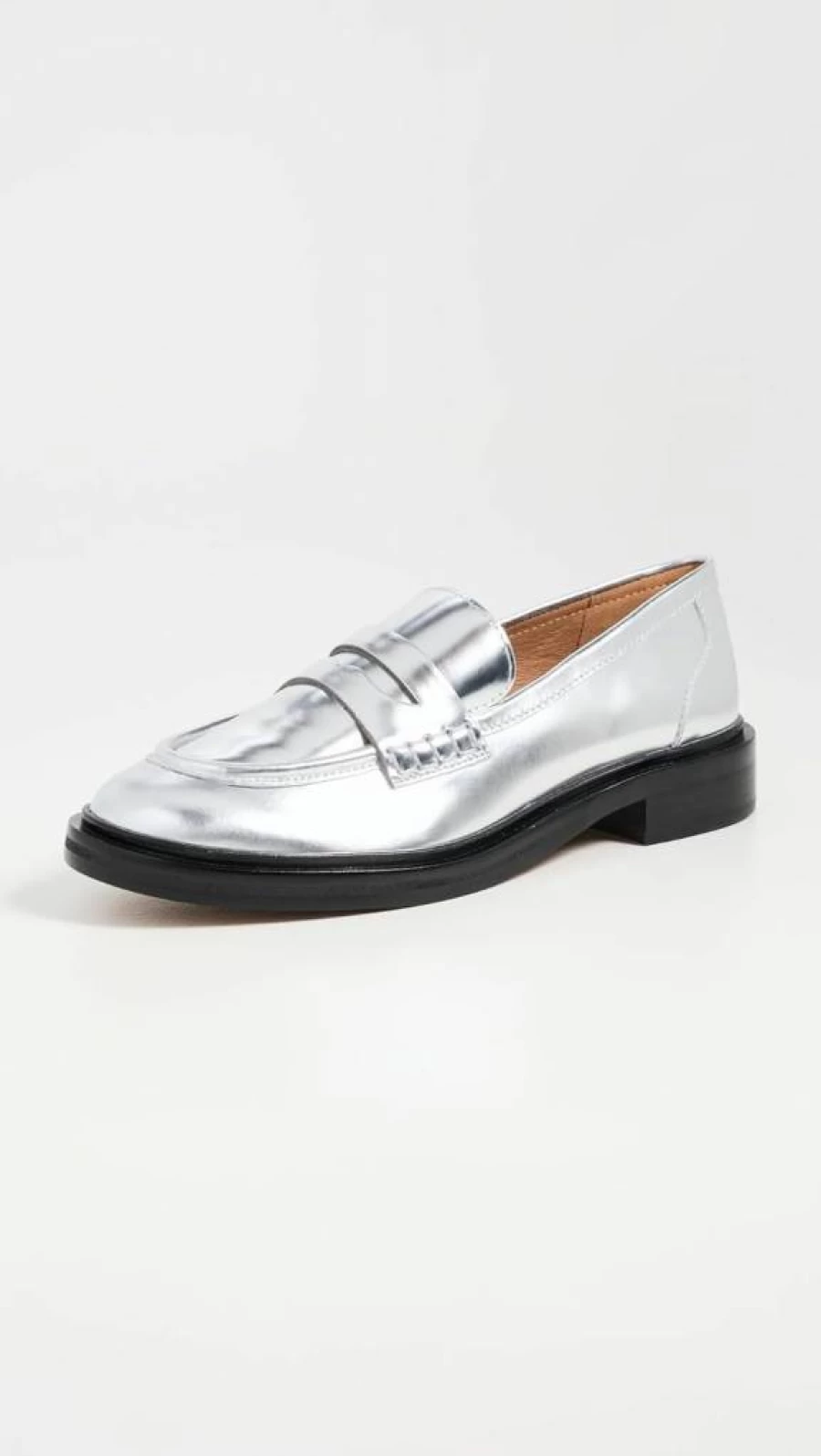 Madewell Women's Vernon Loafer - Shiny Specchio Leather Slip-On Shoes for Women
