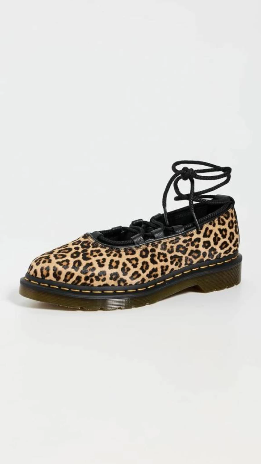 Dr. Martens Women's Elphie II Ballet Flats in Light Tan with Mini Leopard Spot Haircalf