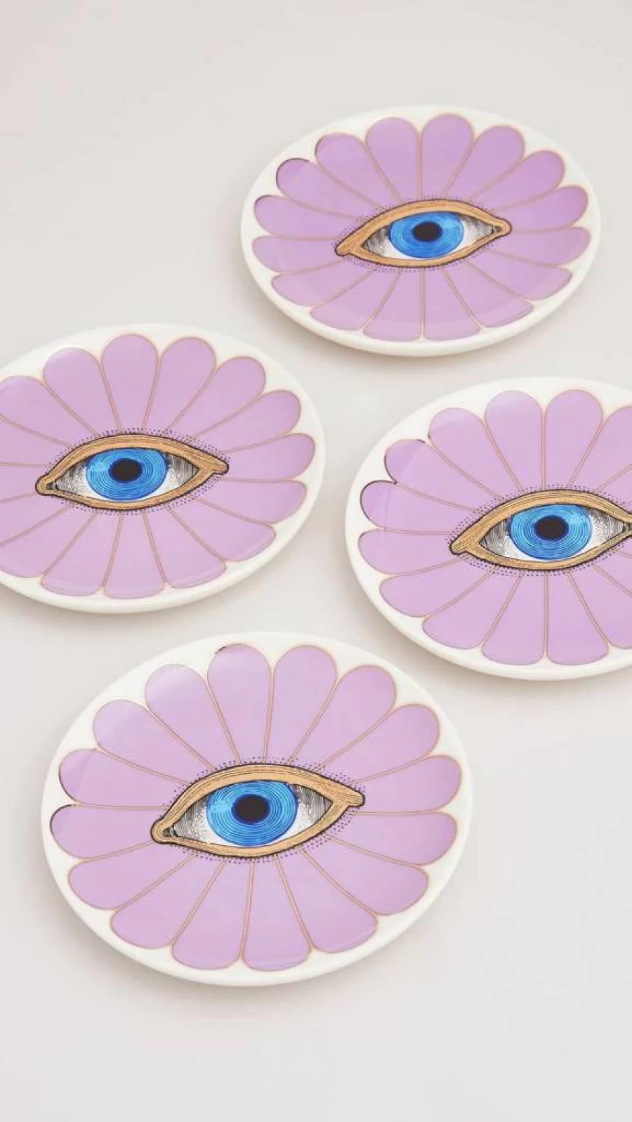 Jonathan Adler Fleur Ceramic Coasters - Set of 4 Floral Design Drink Coasters
