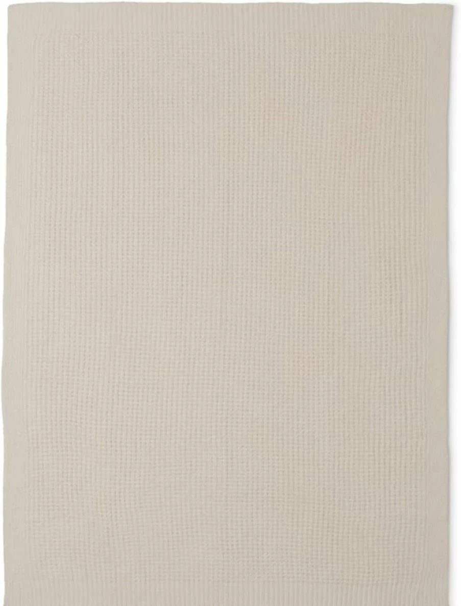 Barefoot Dreams Cozychic Waffle Throw Blanket for Women - Soft Plush Off White Cream Luxury Throw - One Size Cozy Sherpa Waffle Weave