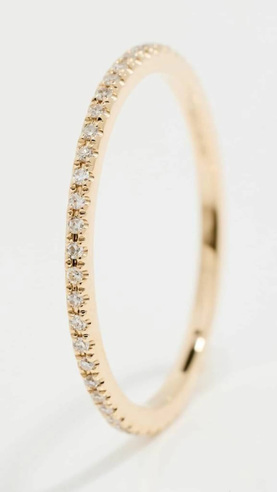 EF Collection 14K Yellow Gold Diamond Eternity Stack Ring for Women, Size 7, Clear Round Cut Stones