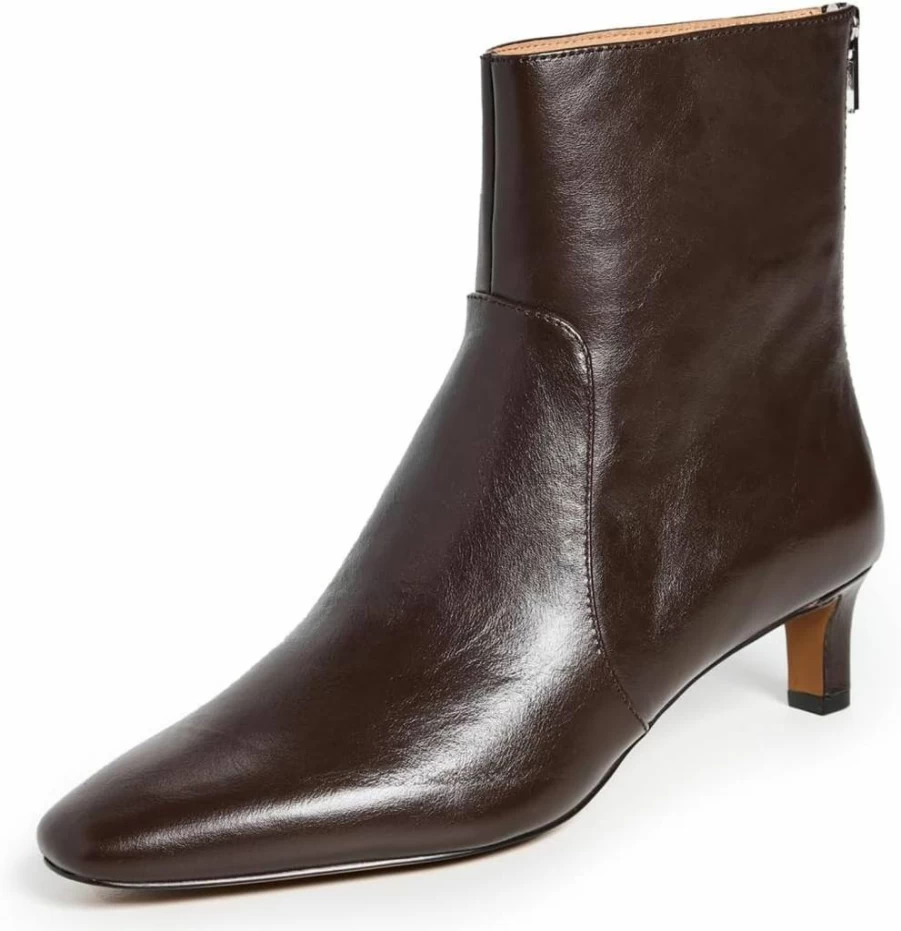 Madewell Women's Dimes Kitten Heel Boots | Chunky Low Heel Ankle Boots for Women | Comfortable Stylish Leather Booties