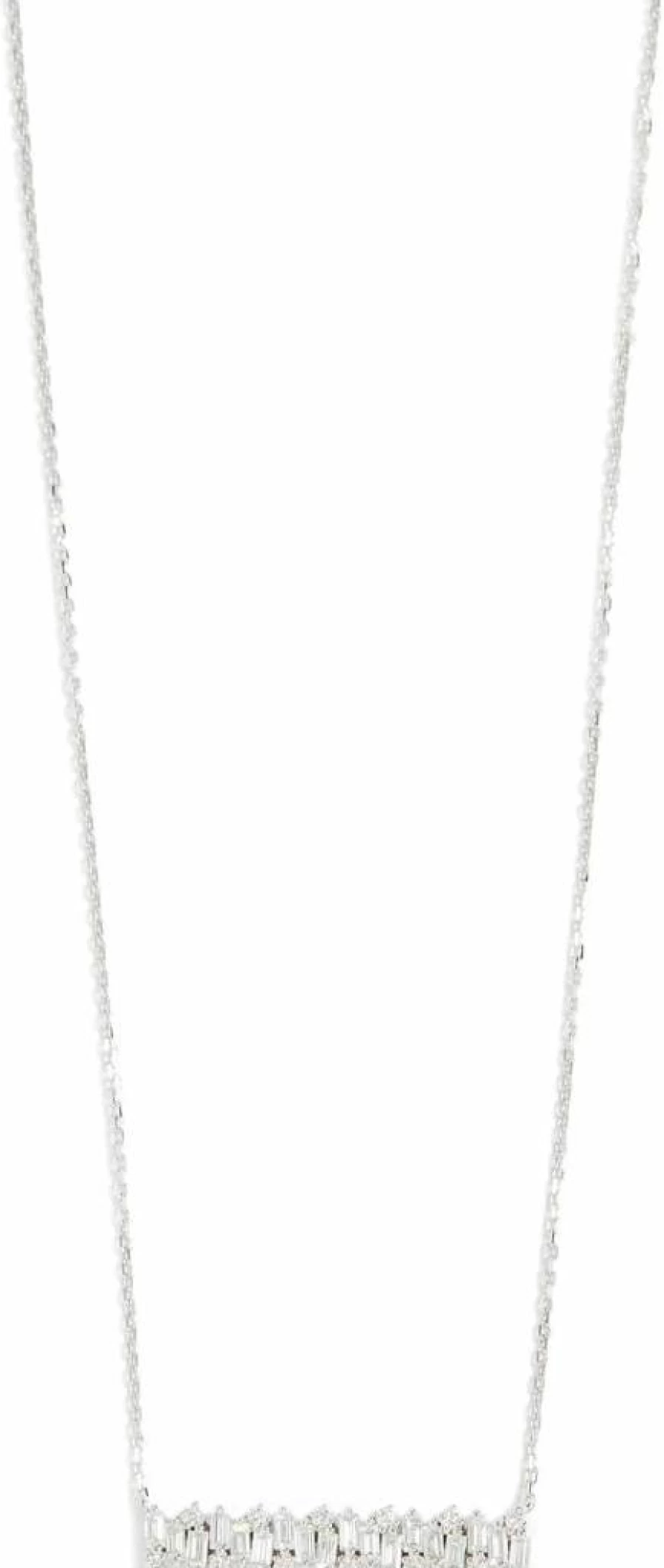 Suzanne Kalan 18K White Gold Shimmer Bar Pendant Necklace for Women