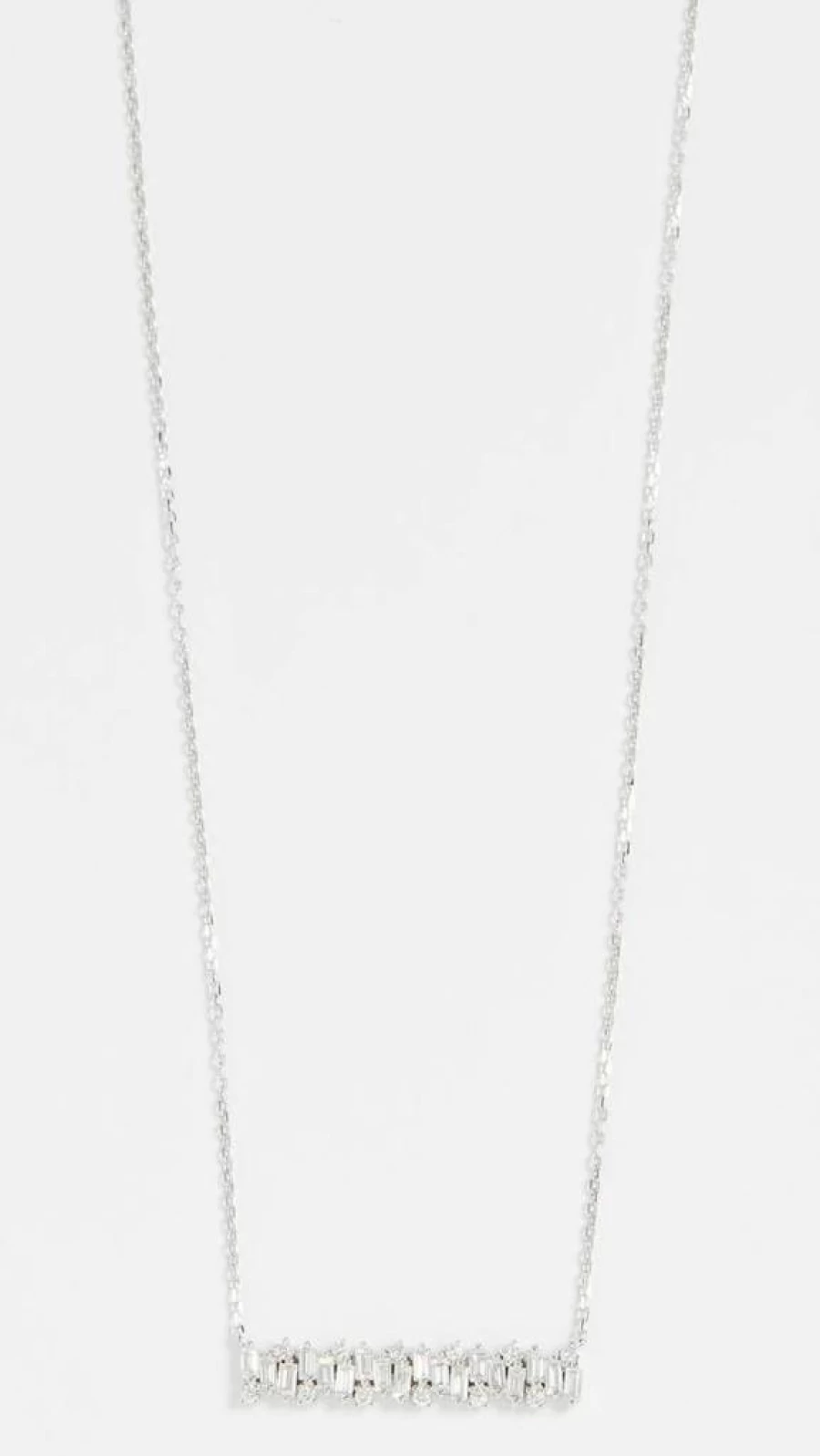 Suzanne Kalan 18K White Gold Shimmer Bar Pendant Necklace for Women
