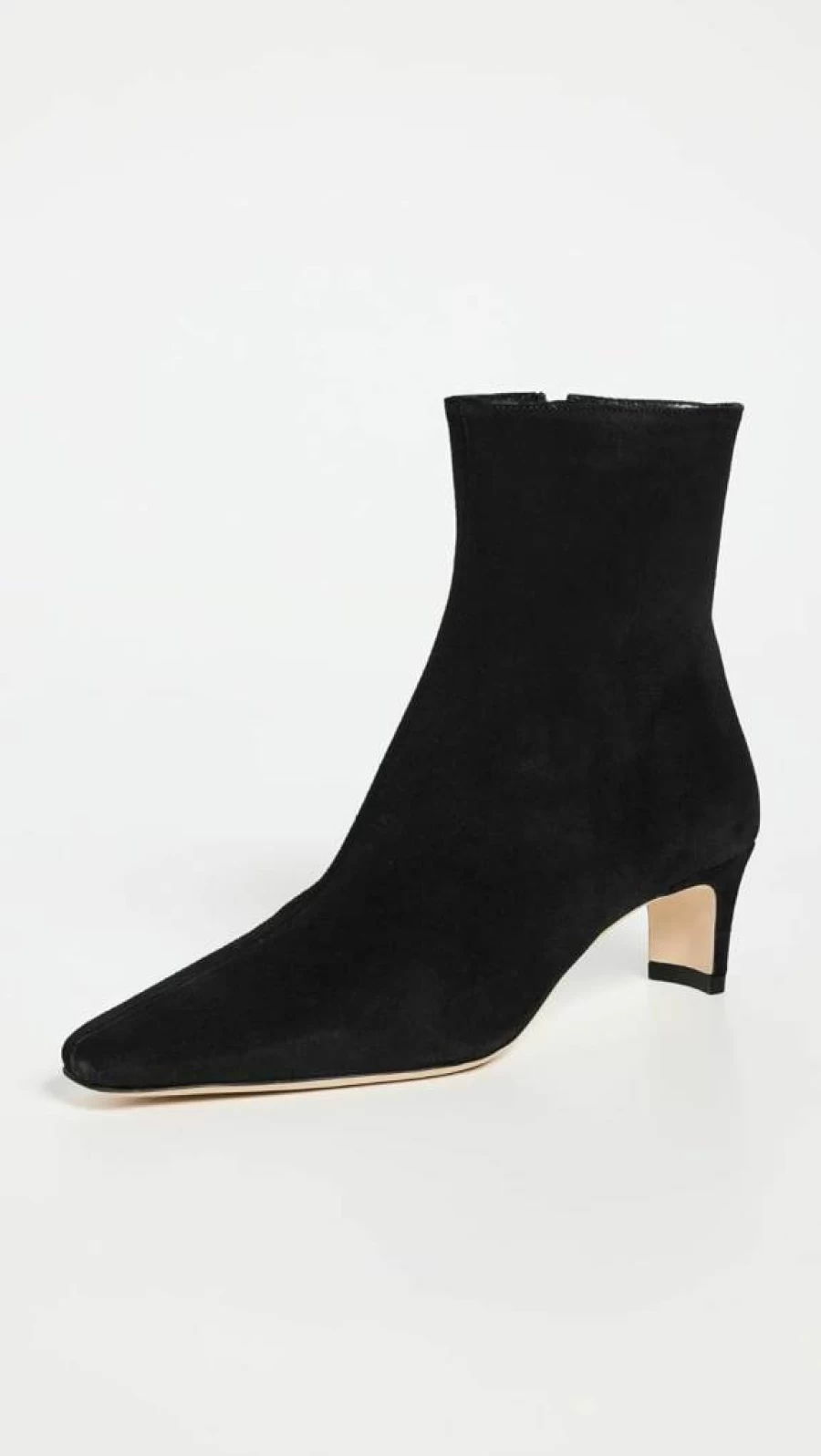 STAUD Wally Ankle Boots for Women - Black Leather Mid-Calf Boots, Size 5 US Medium