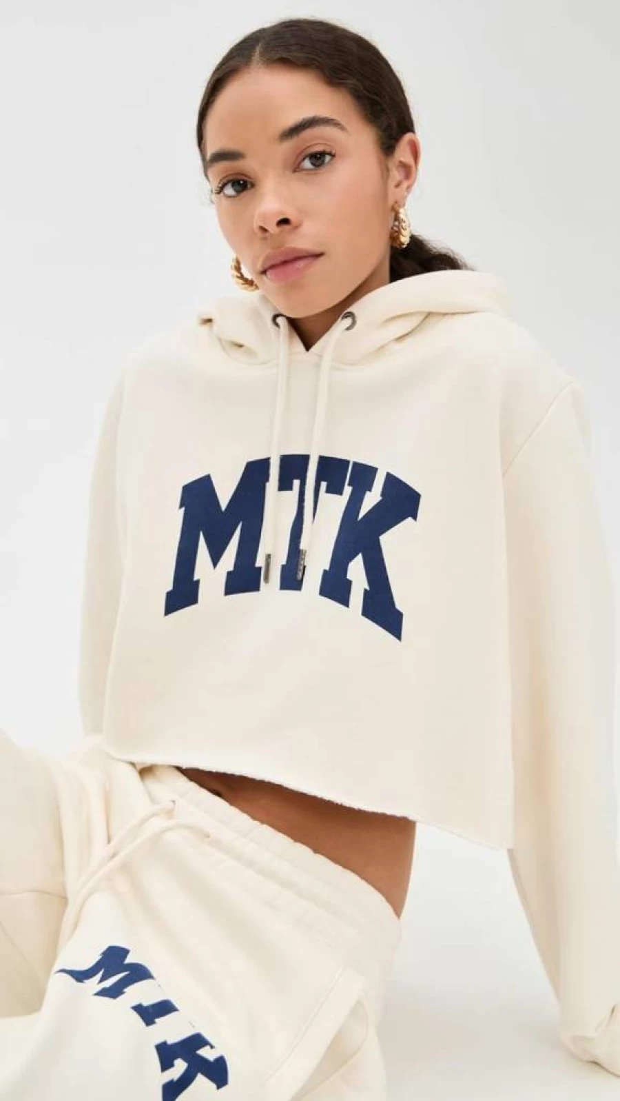 Denimist Women's Cropped Classic Hoodie - Soft Cotton Pullover Sweatshirt