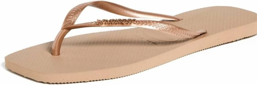 Havaianas Women's Slim Flip Flops with Square Logo - Comfortable Pop-Up Sandals