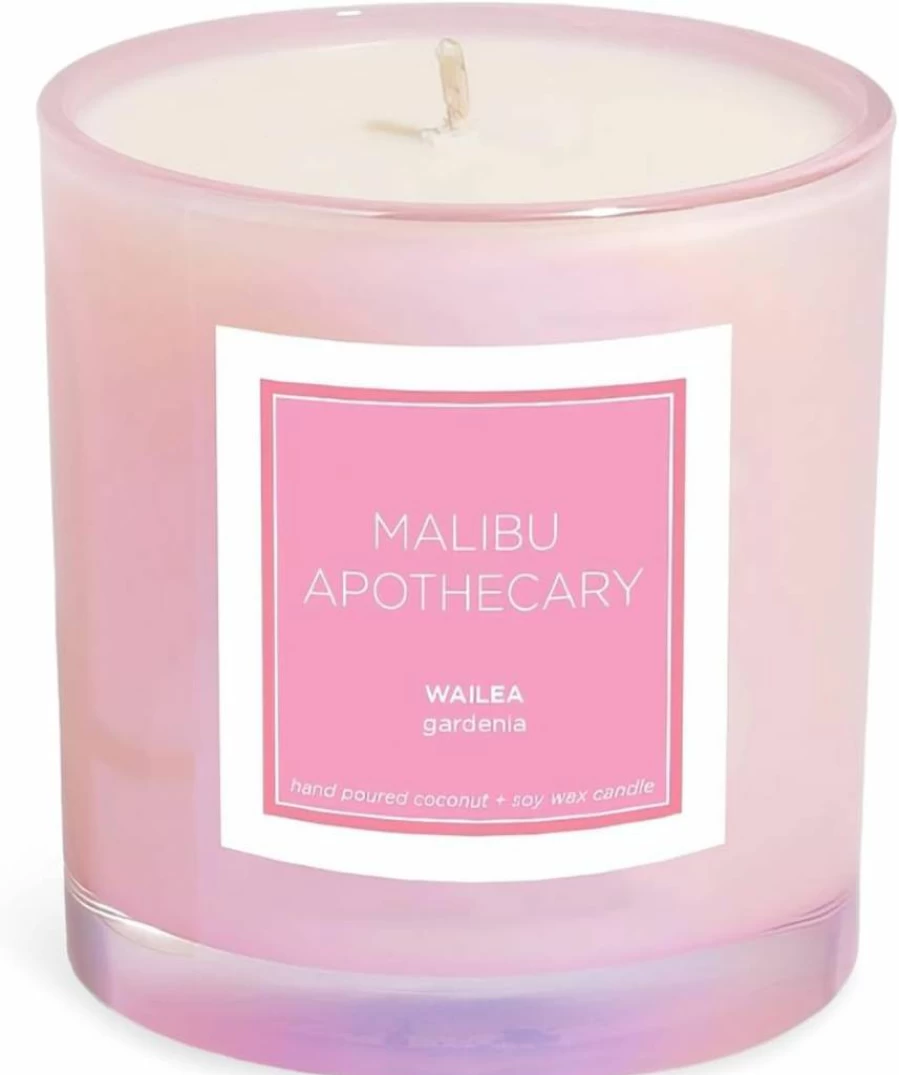 Malibu Apothecary Wailea Scented Candle for Women, Iridescent Pink Jar, 7.5 oz Home Decor Gift