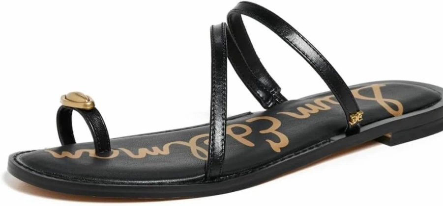Sam Edelman Women's Harlyn Flat Sandal – Comfortable Leather Straps Summer Slide Sandals for Women