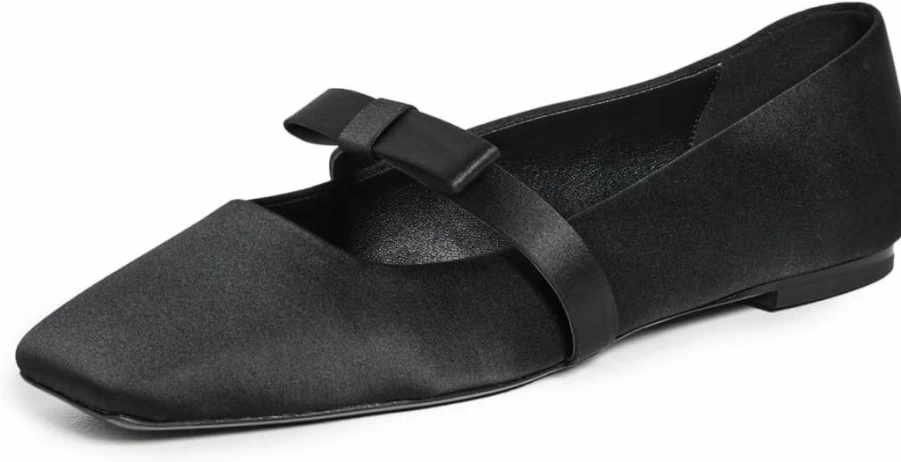 Black Suede Studio Women's DEA Flats - Comfortable Suede Ballet Flat Shoes for Women