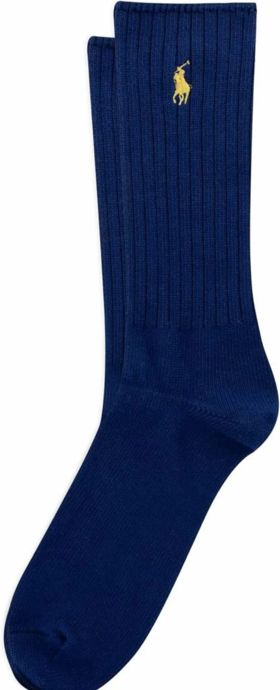 POLO RALPH LAUREN Men's Cotton Crew Dress Socks - Ribbed Cushioned Comfort, Solid Color, 1 Pair Pack