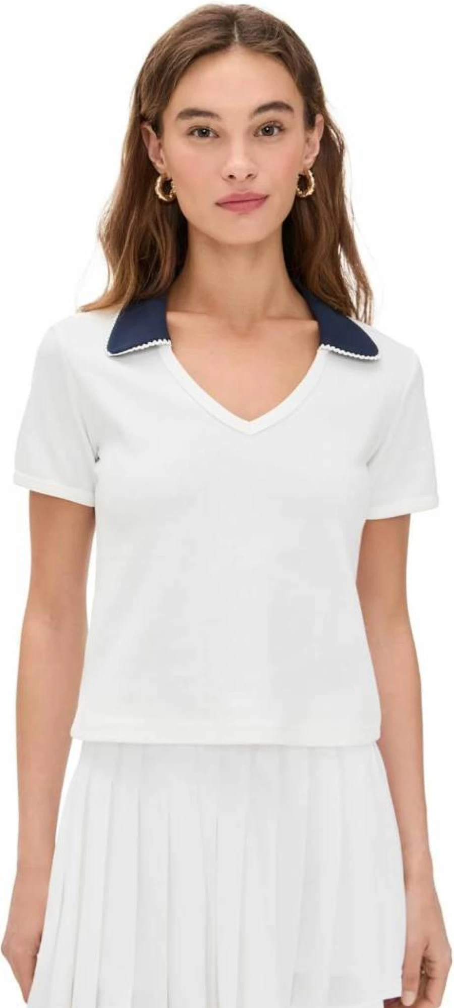 The Upside Women's V-Neck Collared Polo Shirt - Stylish Casual Top