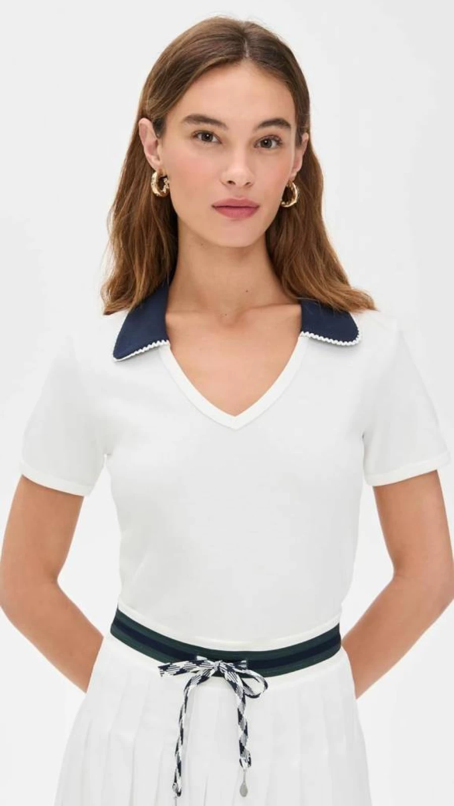 The Upside Women's V-Neck Collared Polo Shirt - Stylish Casual Top