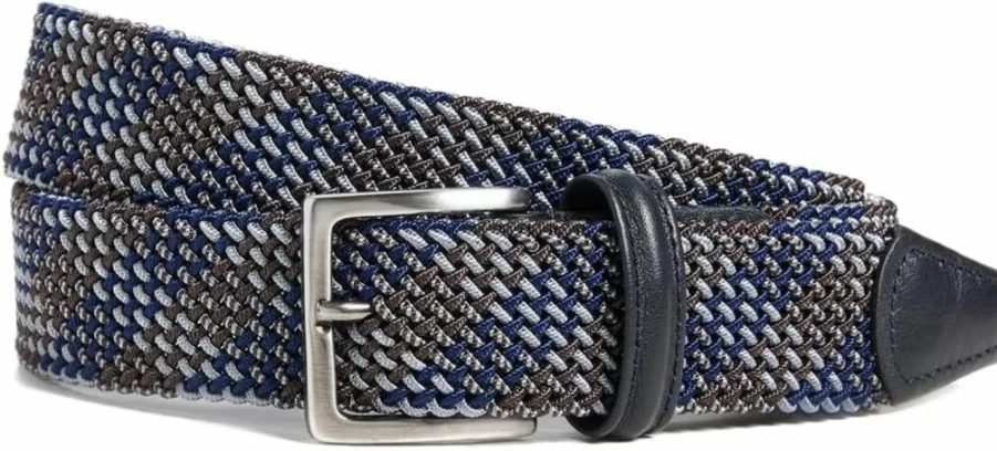 Anderson's Men's Blue Nylon Woven Belt - Adjustable Tubular Design - Size 32