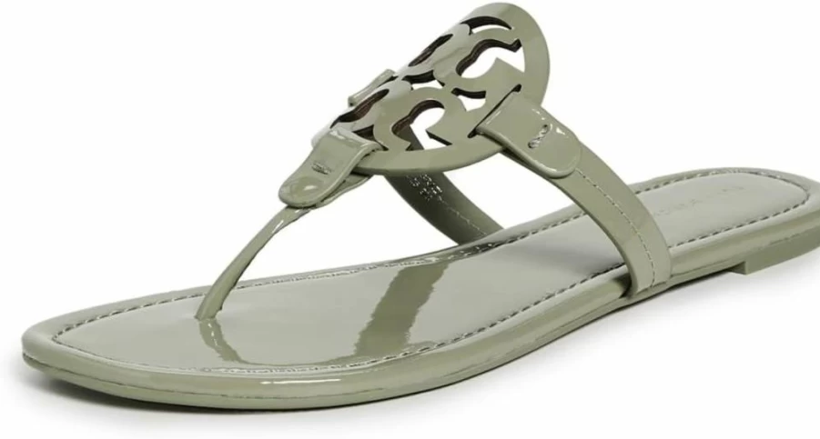 Tory Burch Women's Miller Leather Slide Sandals - Comfortable Flat Summer Slide Sandals for Women