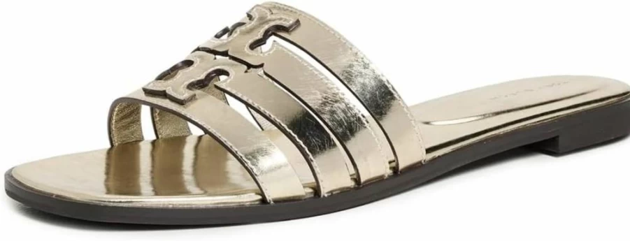 Tory Burch Women's Ines Cage Slide Sandals | Comfortable Leather Slides with Logo Detail | Casual Summer Footwear