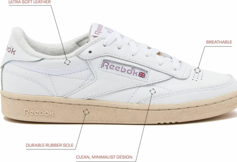 Reebok Club C 85 Vintage Women's Tennis Shoes - White Casual Sneakers for Everyday Wear