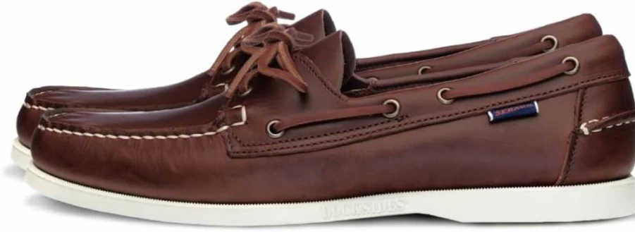 Sebago Portland Men's Waxed Leather Boat Shoes - Handsewn Moccasins with Non-Slip Rubber Soles & Leather Lining