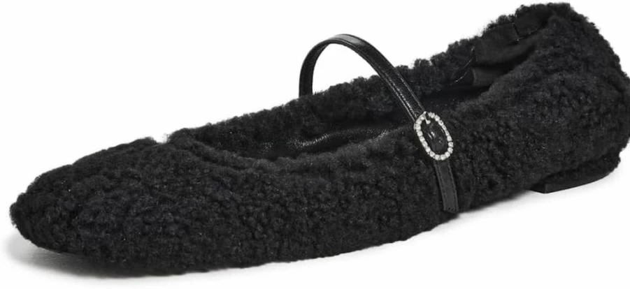 Stuart Weitzman Women's Lennox Shearling Loafer Flats - Cozy Winter Sheepskin Slip-On Shoes