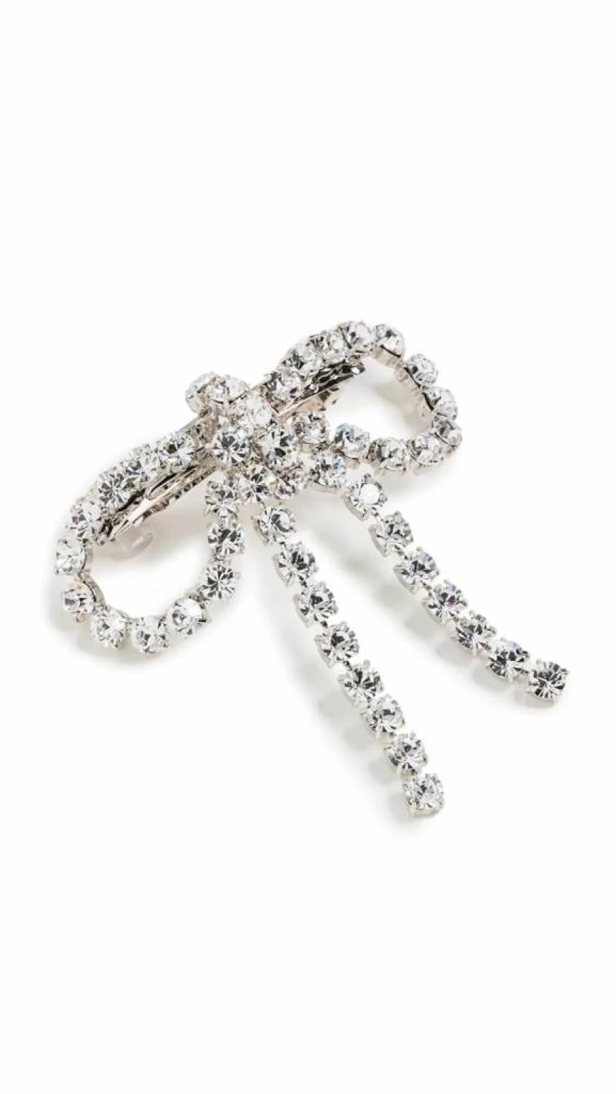 LELET NY Kamala Crystal Bow Barrette Hair Clip - Rhodium Plated Silver with Clear Stones, Elegant Hair Accessory for Women