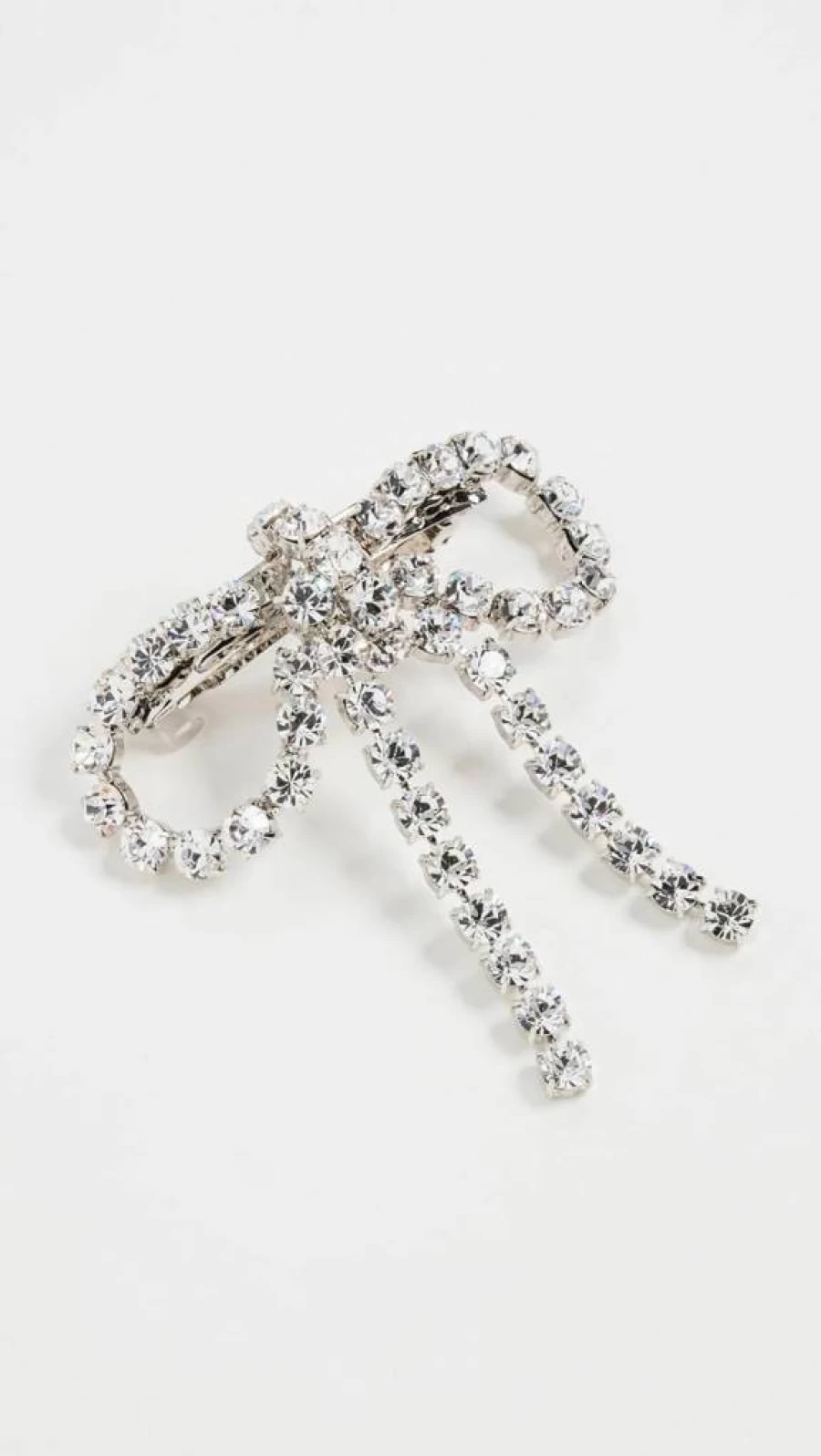 LELET NY Kamala Crystal Bow Barrette Hair Clip - Rhodium Plated Silver with Clear Stones, Elegant Hair Accessory for Women