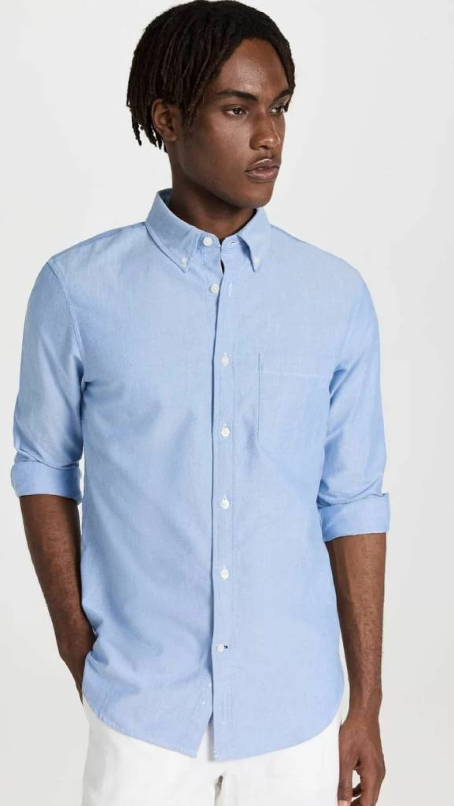 Club Monaco Men's Oxford Shirt - Classic Fit Long Sleeve Solid Casual Button-Down Shirt for Men